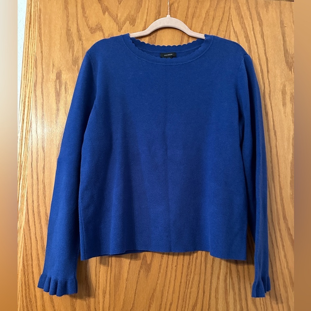 Halogen Blue Ruffle Sleeve Pullover Sweater - Size 1X